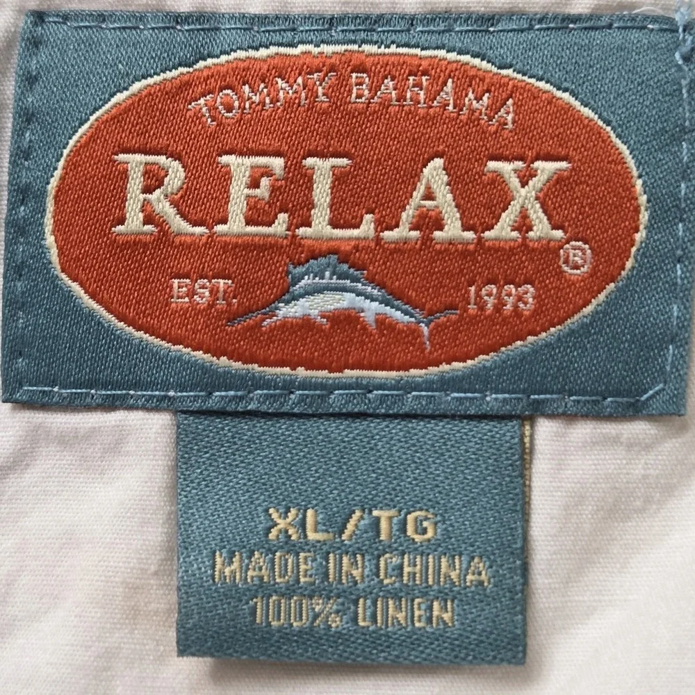 Tommy Bahama Relax Linen Cargo Pants Mens SZ XL Ivory Light Cream Casual Beach